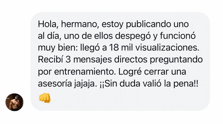 Testimonio de cliente traducido al español, mensaje 1