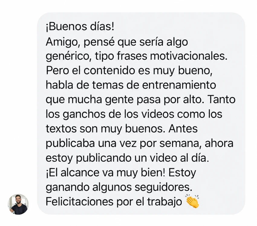 Testimonio de cliente traducido al español, mensaje 3